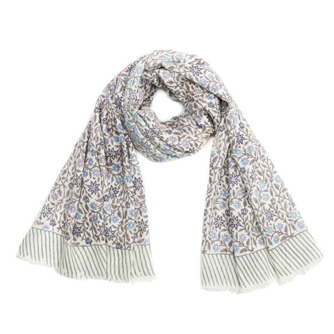 Block Printed Cashmere Scarf - Gartika