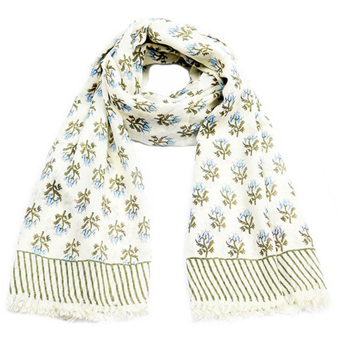 Block Printed Cashmere Scarf - Gartika